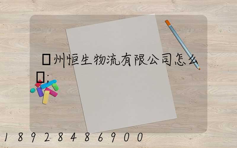 廣州恒生物流有限公司怎么樣